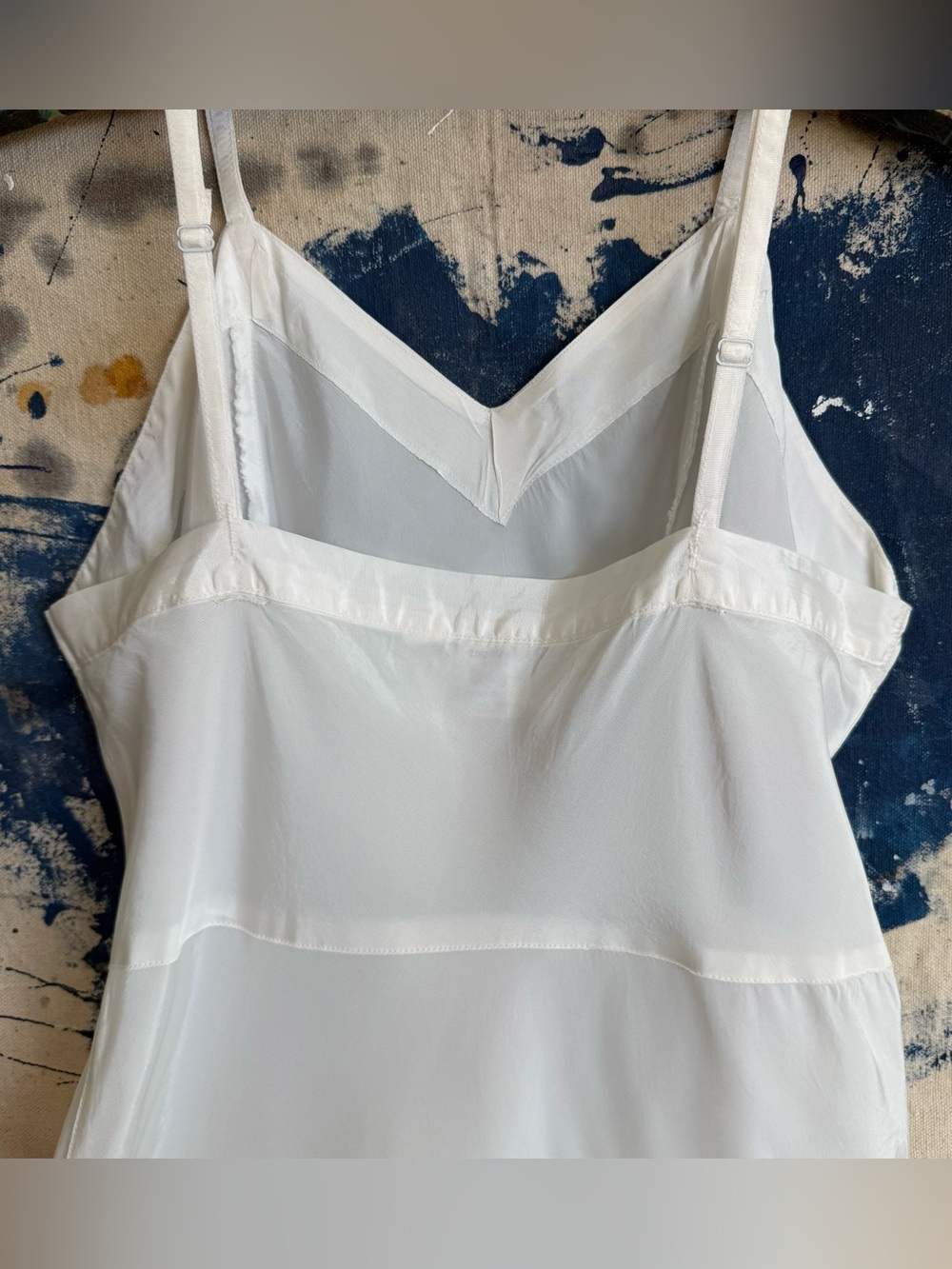 Vintage 50s White Semi-Sheer Coquette Cottage Taffeta Slip Dress ~ Size XS - Picture 4 of 9